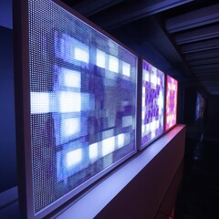 LED wall panel in 3D with pixel art animation and LED lights, adding dynamic visual entertainment.