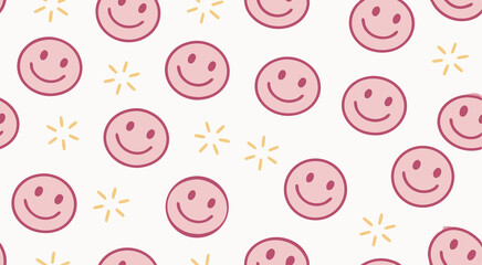 Adorable emoji seamless pattern background vector design