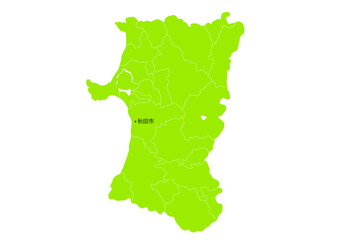 秋田県の行政区分付き地図