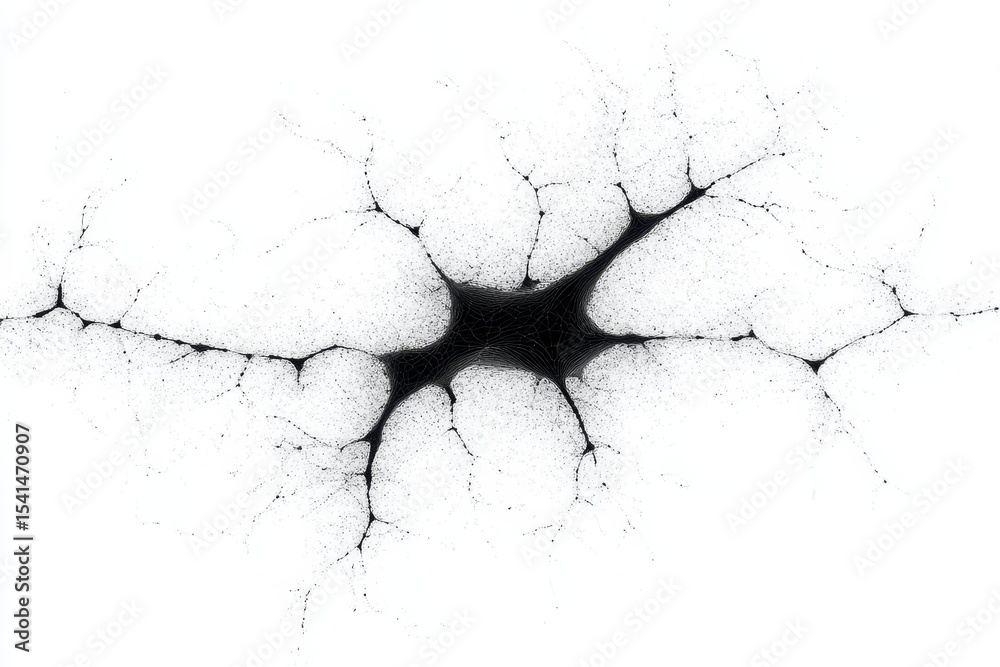Poster abstract representation of brain cells with detailed neural structure model on bright background