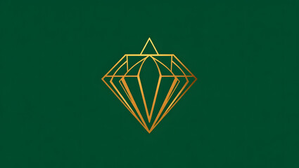 Golden Diamond Emblem: A sleek, modern emblem showcases a golden diamond set against a rich, deep green backdrop, evoking luxury and sophistication.