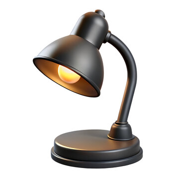 3d icon of  Black Metal Desk Lamp with Bulb isolated on a transparent background