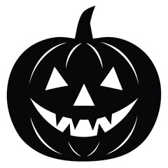 Spooky Halloween Jack-o'-lantern Festive Black and White Pumpkin Illustration