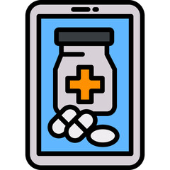 Obraz premium Mobile Pharmacy lineal color icon