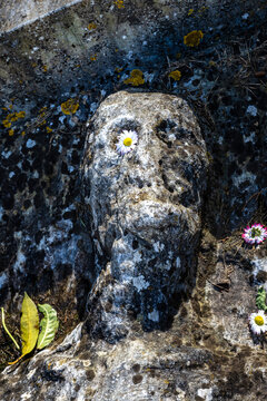 A coffin art at the Jardim dos Colegiais in the old Town of Evora, Alentejo in Portugal.