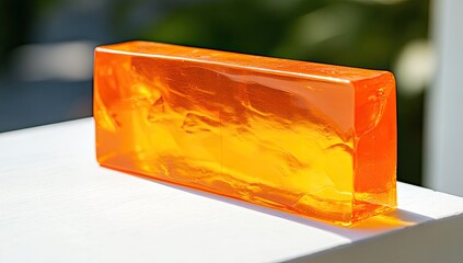 Orange translucent rectangular block