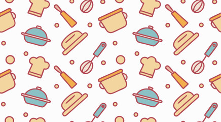 Cute doodle cooking element's seamless pattern background vector design