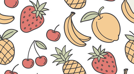 Cute doodle fruit's seamless pattern background vector design