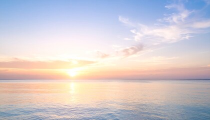 Obraz premium Golden sunlight dances on the evening ocean, painting the summer sky with hues of orange and red as waves gently meet the horizon