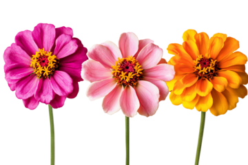 High-resolution zinnia flower cluster PNG with transparent background, perfect for seamless floral cutouts and digital design projects