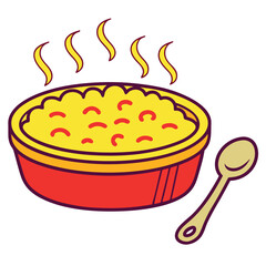 Cartoon Illustration of a Steaming Hot Dish with a Spoon Perfect for Food Blogs Recipe Illustrations or Children s Books about Cooking and Healthy Eating
