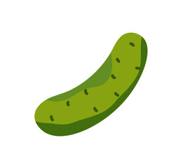 Fresh whole cucumber icon. Organic green vegetable. Healthy farm food, agriculture crop, farming harvest. Natural ingredient for cooking, eating. Flat isolated vector illustration on white background