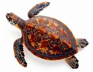 Retrato de estudio de tortuga marina sobre fondo blanco	
