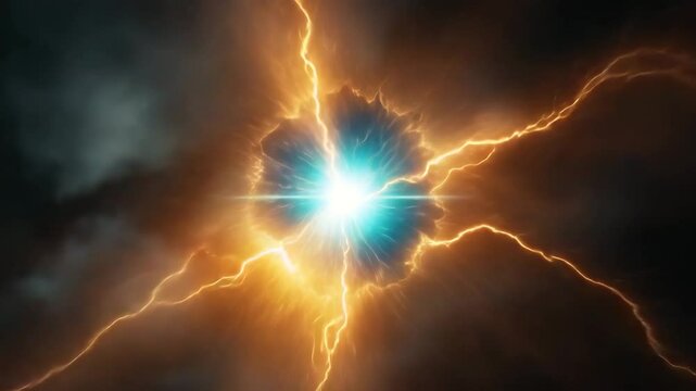 Electric lightning bolt bright blue orange energy explosion storm sky power bright electric energy explosion sky storm power bright blue orange electric energy explosion storm sky power bright