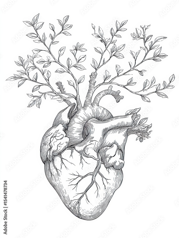 Aufkleber heart with delicate branches intertwined in a harmonious design showcasing the beauty of nature and 