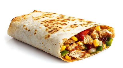 Mexican quesadilla wrap with chicken corn and sweet pepper and salsa sauce
