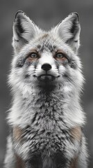 Fototapeta premium Captivating Black and White Portrait of a Curious Fox