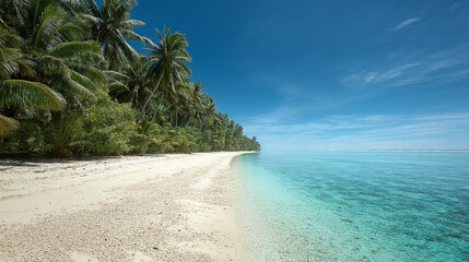 Idyllic Tropical Beach with Palm Trees and Turquoise Water
