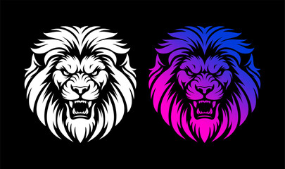 Angry Lion Head Shape Vector for logo
