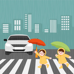 비오는날 횡단보도