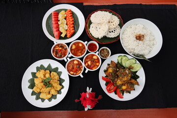 View from Above of a Variety of Thailand Asian Food on a Table