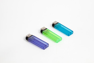 colorful gas lighter isolated on white background.lighter tool for smoking and burning
