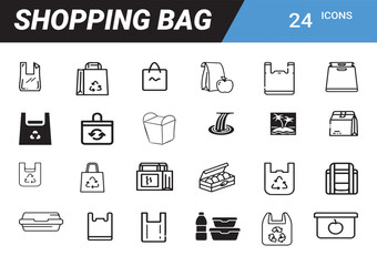 Iconic Shopping Bags Collection: A comprehensive collection of shopping bag icons, showcasing a range of styles and designs. Each icon encapsulates the essence of retail convenience.