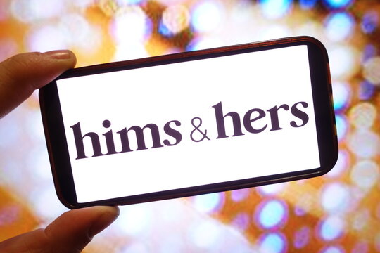 Konskie, Poland - March 27, 2025: Hims and Hers Health company logo displayed on mobile phone