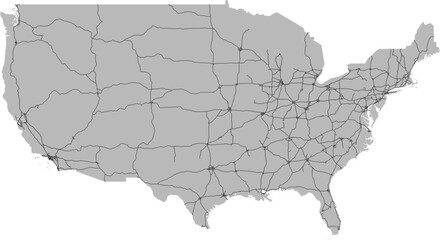 Contiguous United States vector map of the National Highway Freight Network with country boundary (NHFN, Web Mercator projection, PPT-compatible & fully editable)