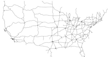 Contiguous United States vector map of the National Highway Freight Network (NHFN, Web Mercator projection, PPT-compatible & fully editable)