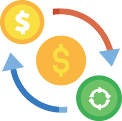 Mobile money transfer icon with arrows	
