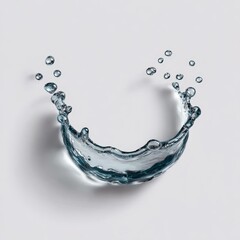 Fluid Dynamics - Photorealistic Natural Water Splash Semicircle with Suspended Droplets on White Background