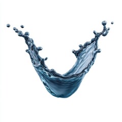 Dynamic and Detailed V-Shaped Water Splash with Turbulent Wave Pattern on White Background, Photorealistic
