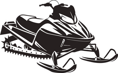 Dynamic Snowmobile Silhouette: Agile Outline of a Winter Sports Vehicle, Capturing Speed and Adventure on Icy Terrain, Isolated on White