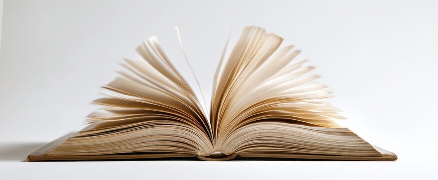 The open book with fluttering pages capturing the essence of reading adventure.