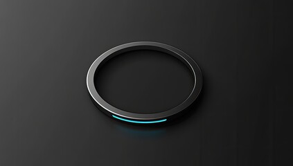 Sleek, dark ring with glowing light.  Circular, metallic object,  blue accent.  Modern design, minimalist