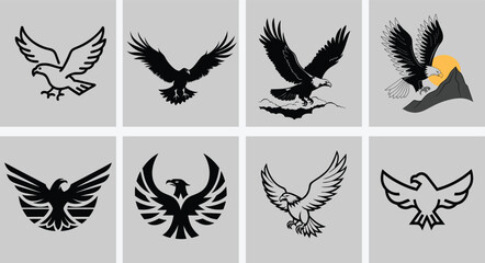 Fototapeta premium Eagle in Flight Silhouette Illustration