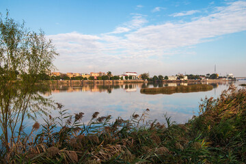 Fototapeta premium sunset over the river