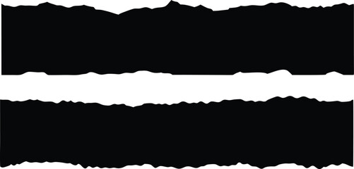 Two Torn Paper Edges in Black and White for Creative Design Projects