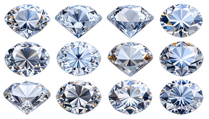  Brilliant Diamond Set Isolated on Transparent Background PNG