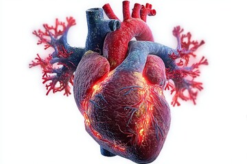 Highly Detailed 3D Rendered Illustration of Human Heart Anatomy for Medical Research and Education