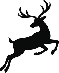 Deer silhouette jumping isolated on white background