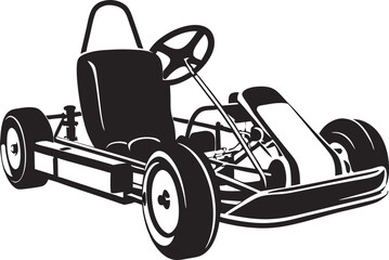 Classic Go-Kart Silhouette: Simple Outline of a Recreational Racing Vehicle, Capturing Fun and Entry-Level Motorsport on White Canvas