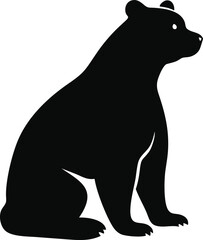 Bear silhouette sitting isolated on white background