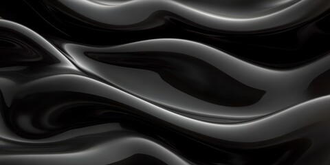 Fototapeta premium Elegant Black Abstract Flowing Liquid Design, Dynamic Background with Stylish Monochrome Waves