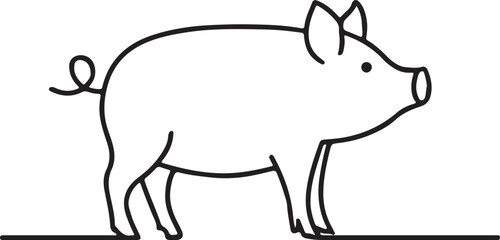 Continuous one line art illustration of pig