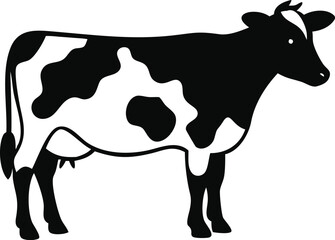 Black and white cow isolated on white background