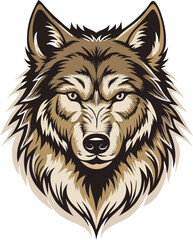 Illustration of a fierce wolf head isolated on white background