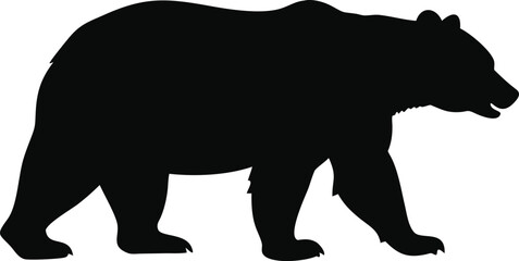 Bear silhouette walking isolated on white background