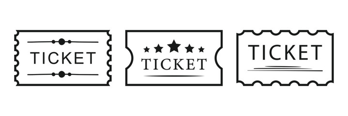 Obraz premium Ticket icon set, Movie show ticket vector icon, Cinema or Movie ticket in flat style